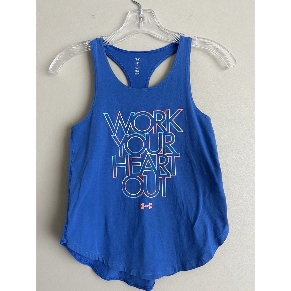 UNDER ARMOUR Girl's Blue Logo Tank Top; Size Youth‎ Medium